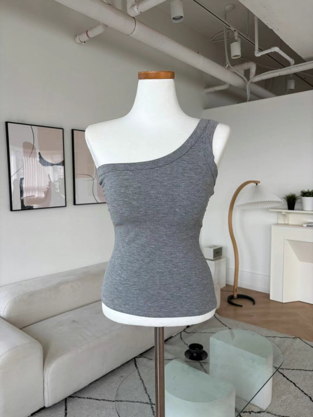 One Shoulder Tank with pad