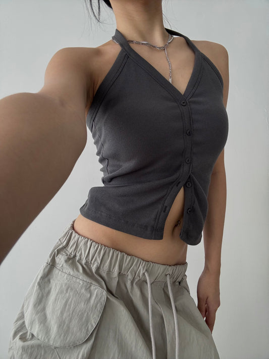 Button Halterneck With Pad