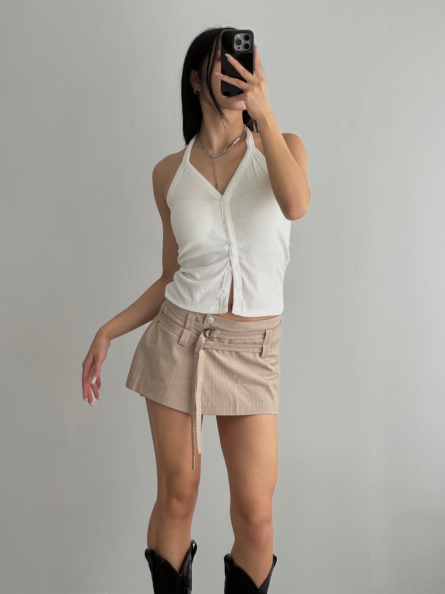 Button Halterneck With Pad