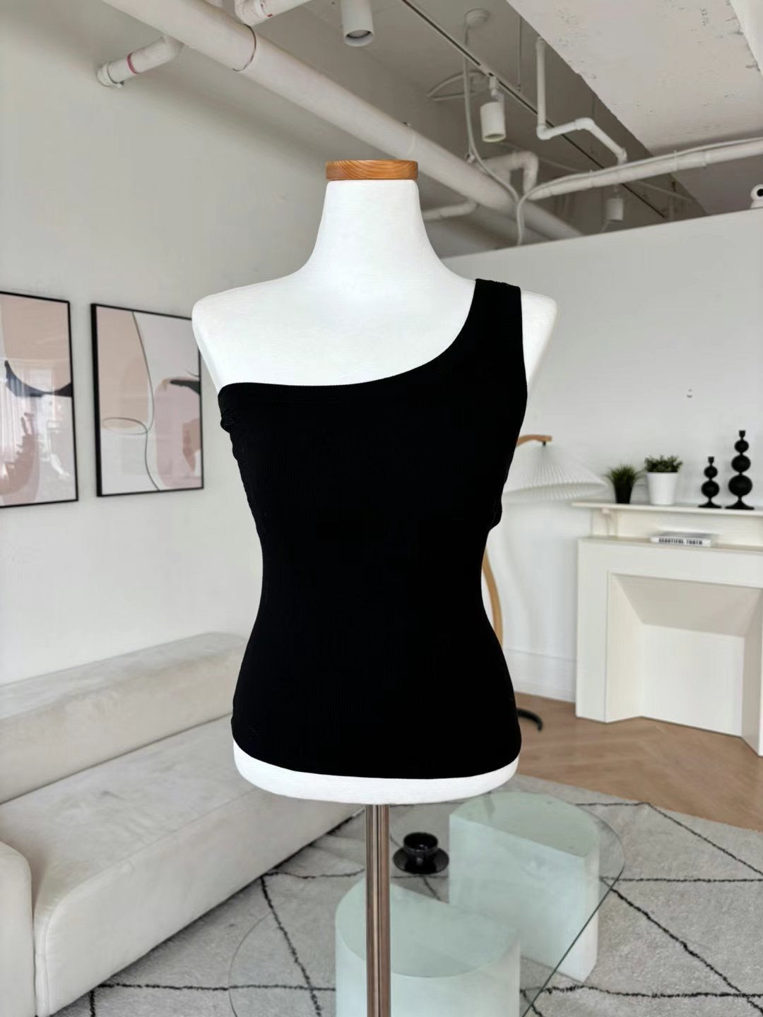 One Shoulder Tank with pad