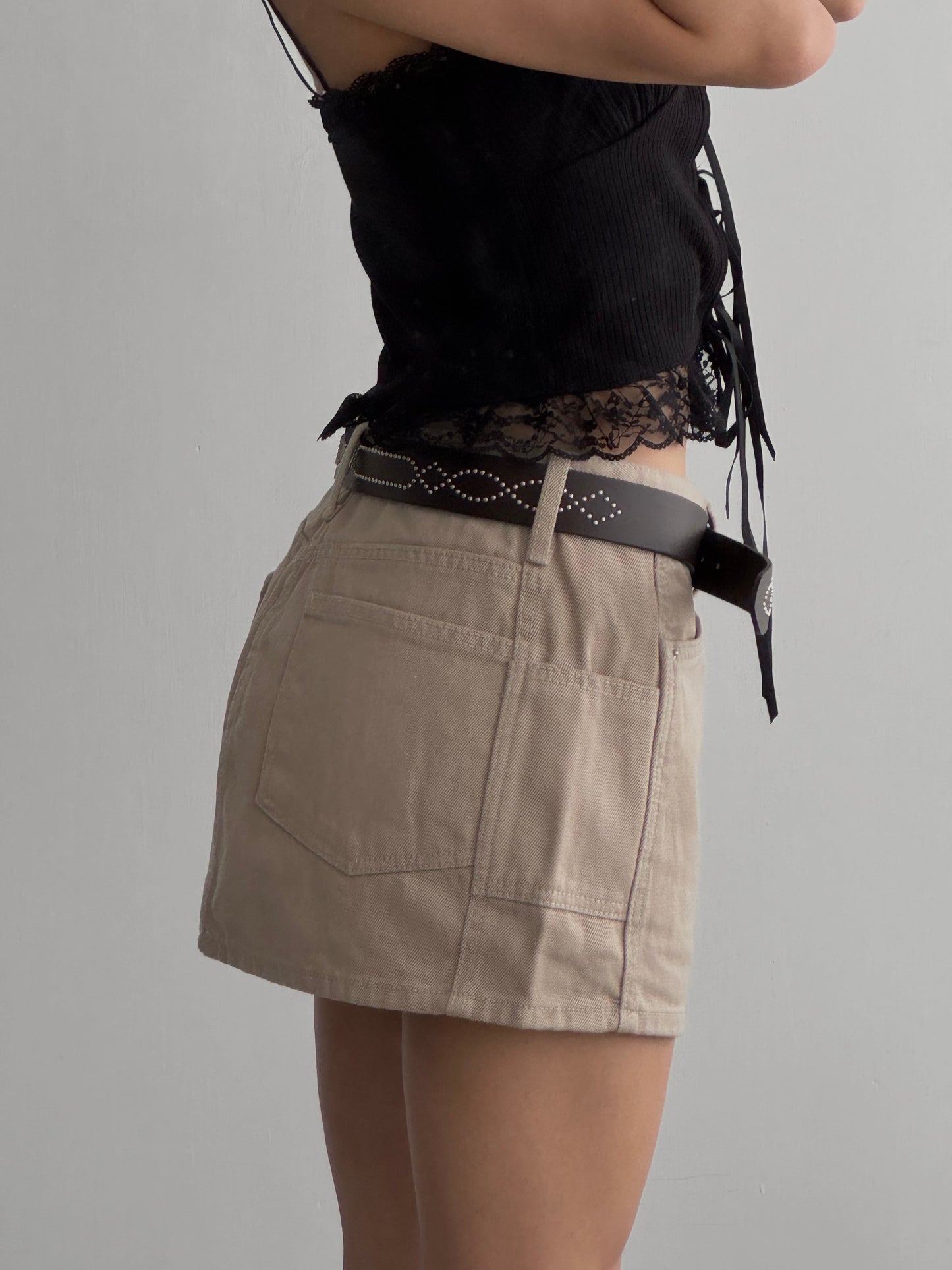 Beige Denim Skort