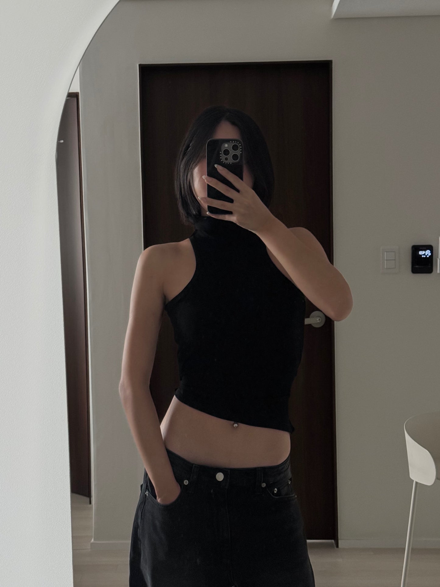 Turtleneck top with pad