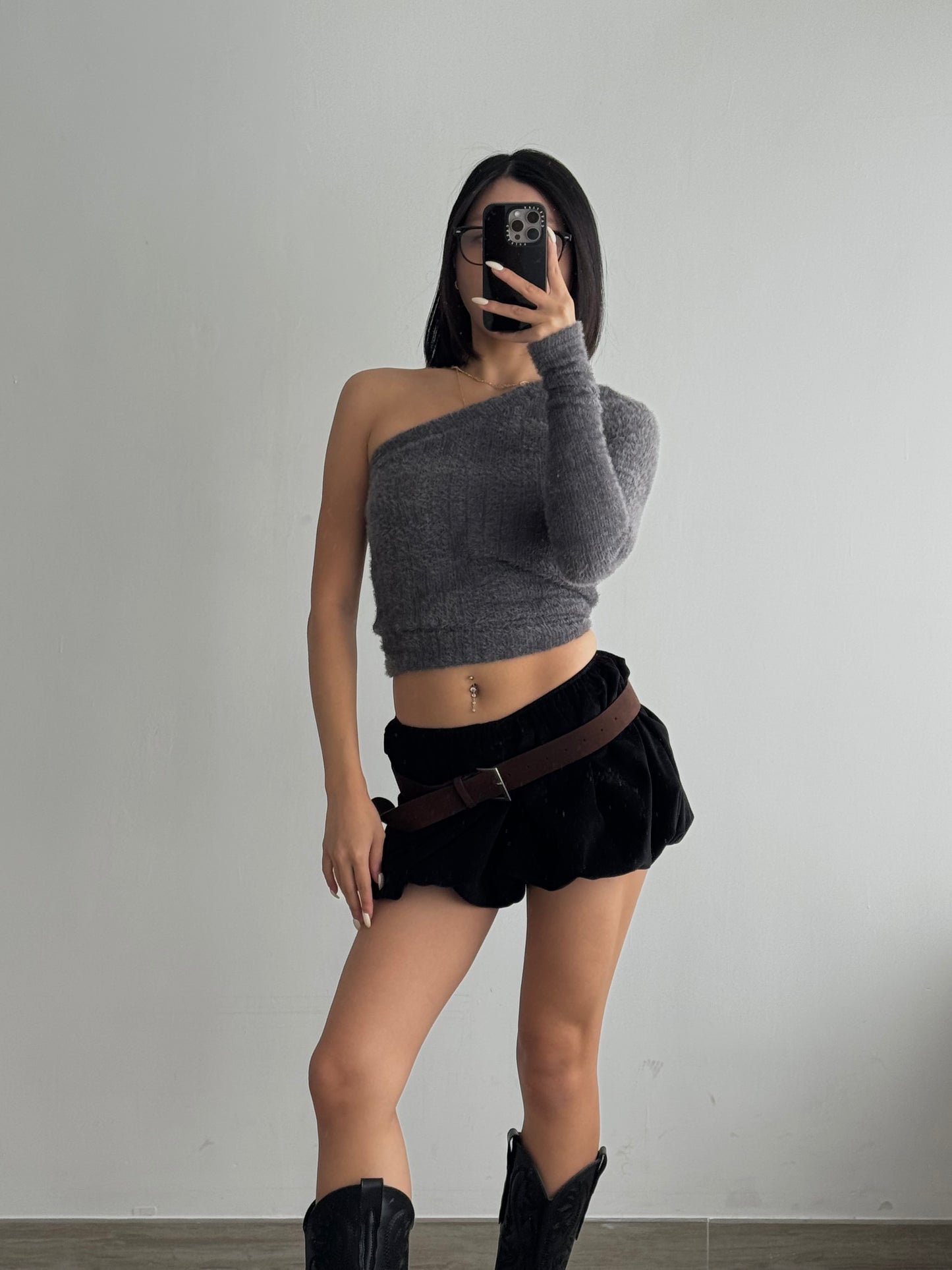Fur One Shoulder Top