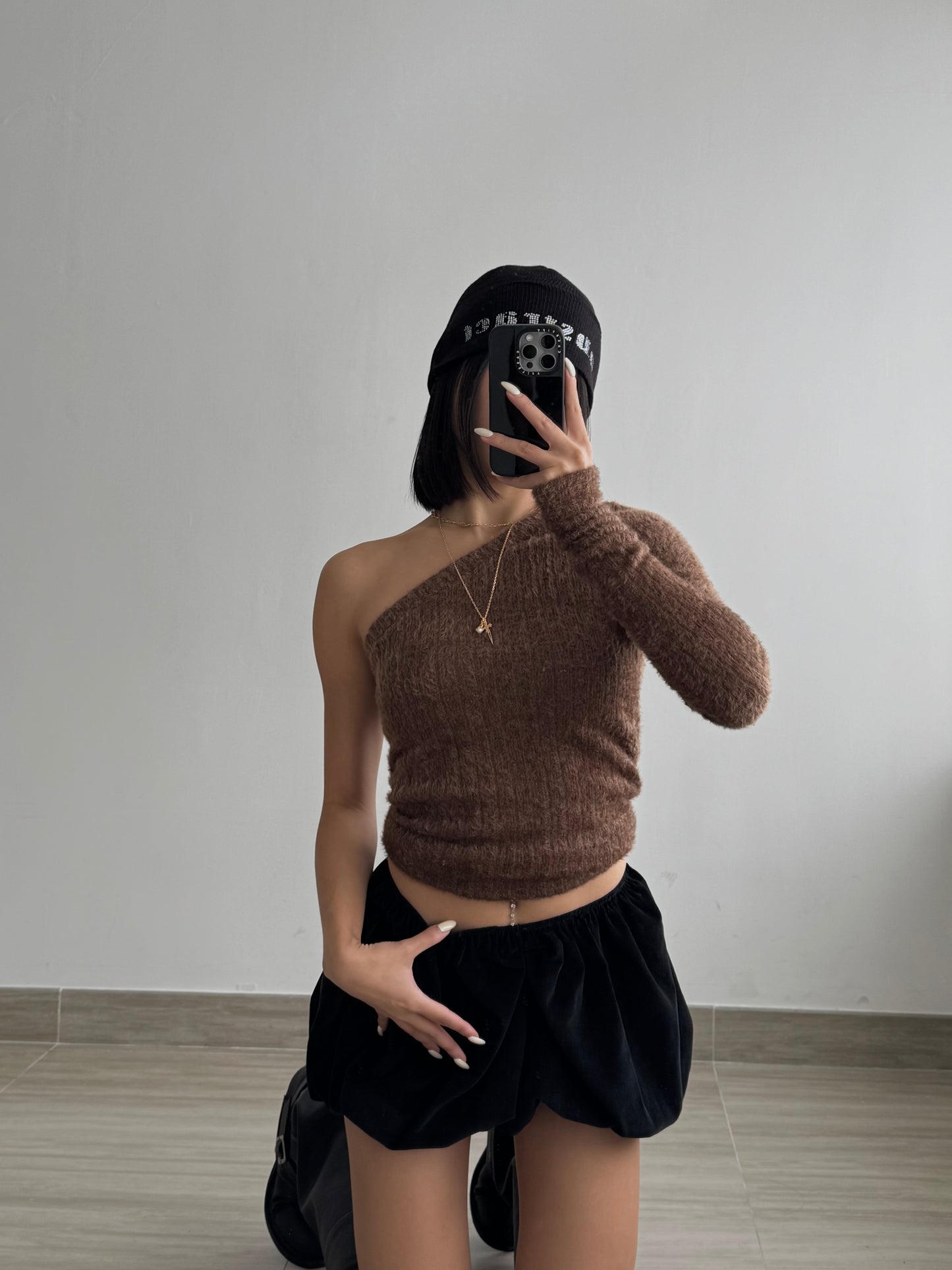 Fur One Shoulder Top