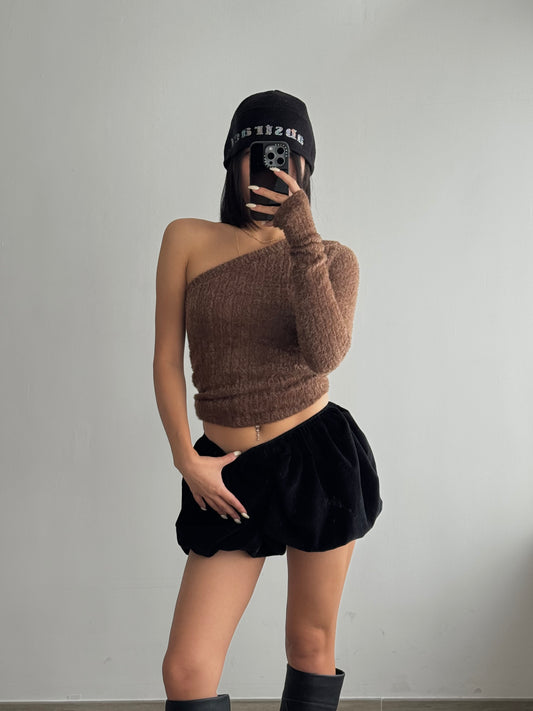 Fur One Shoulder Top