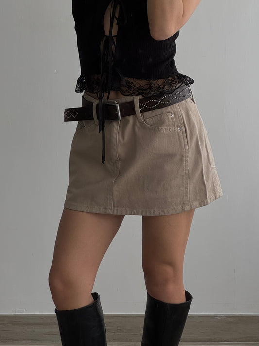 Beige Denim Skort