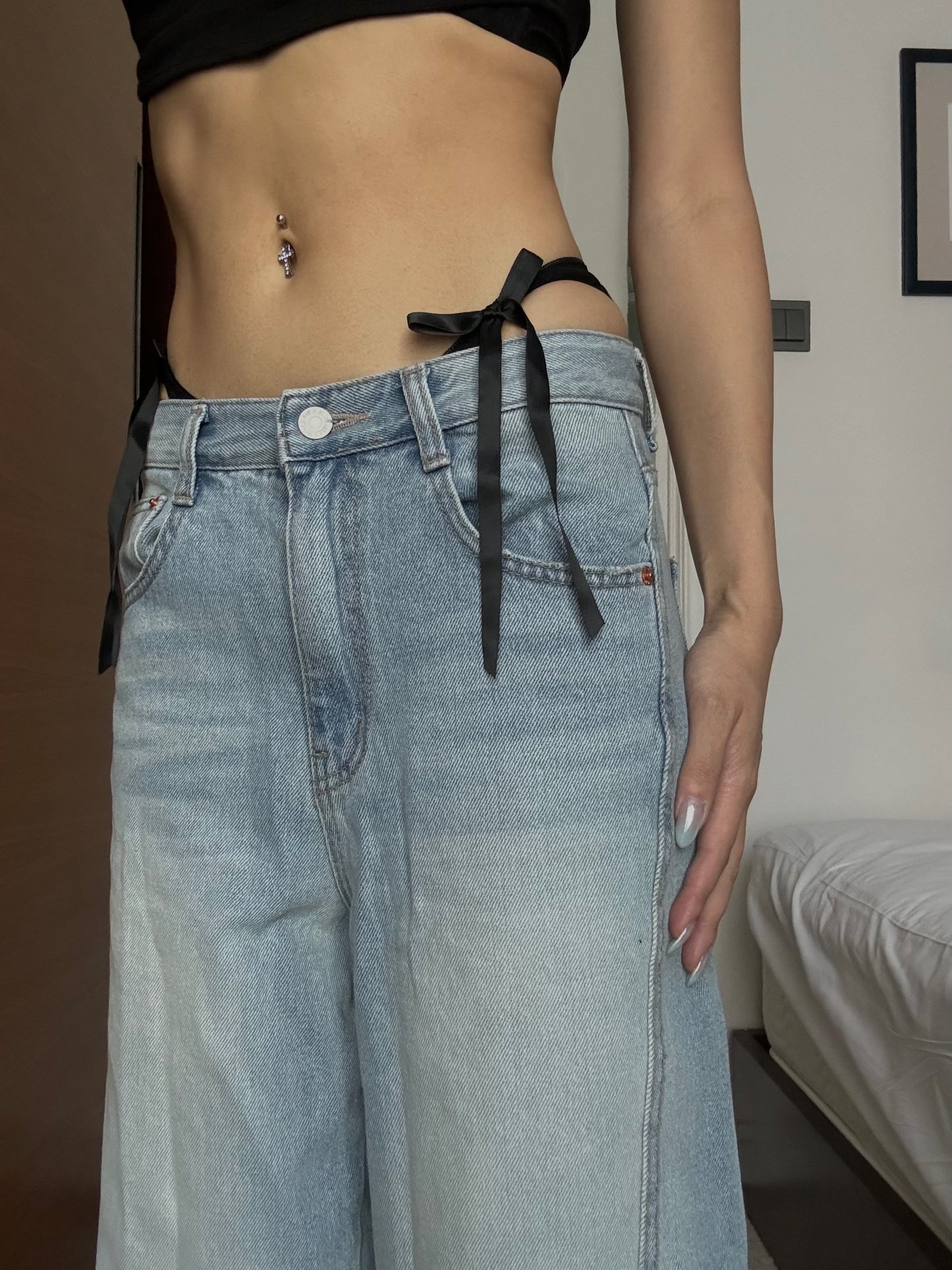 Blue Wide Leg Jeans