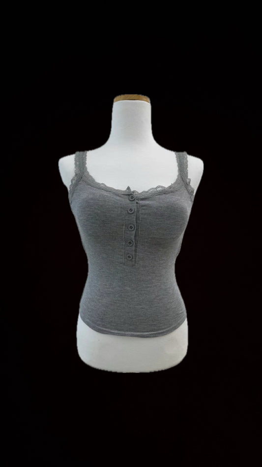 Lace Button Tank with Pad