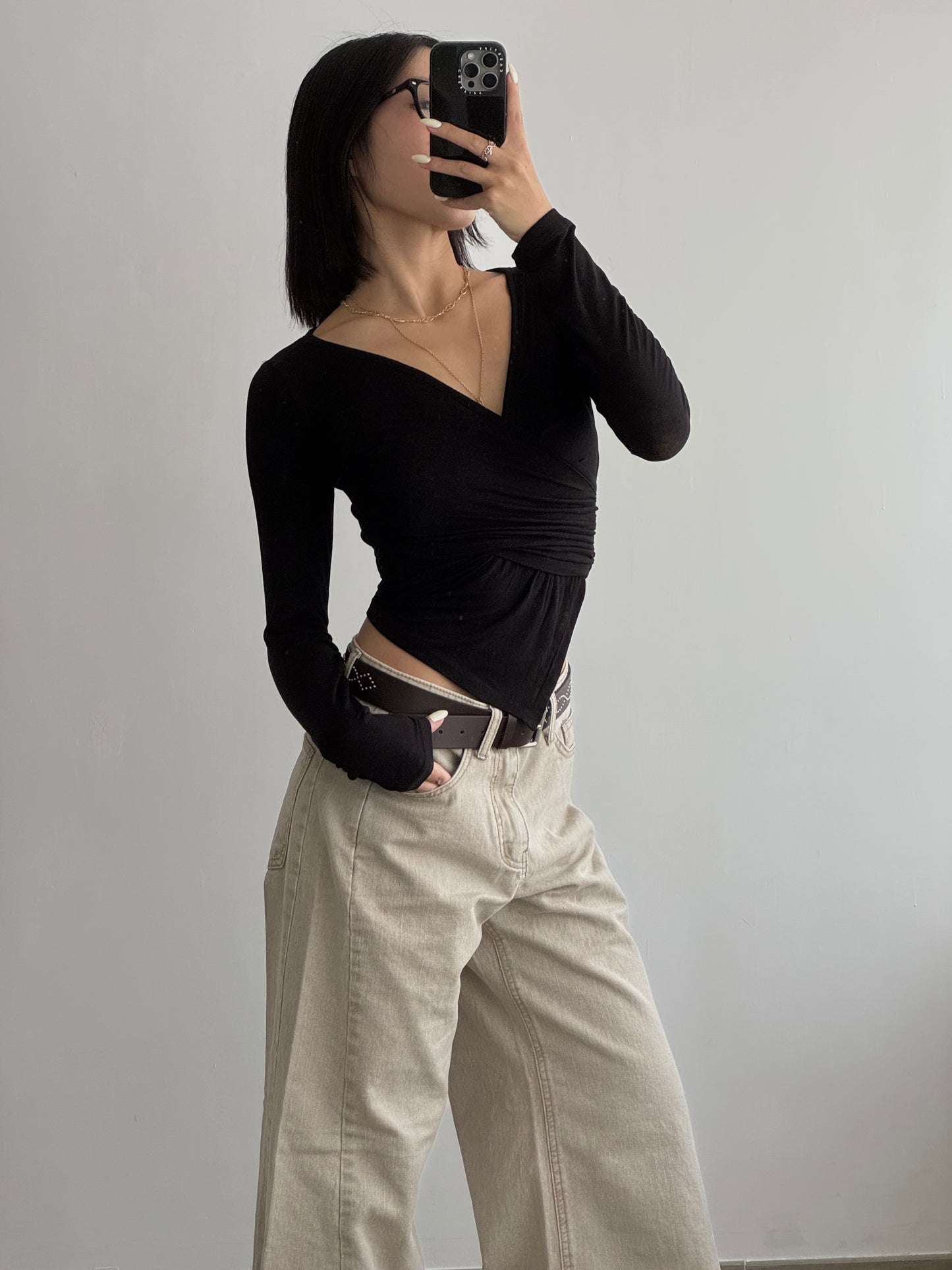 《 NEW ! 》Beige Grey Flare Jeans